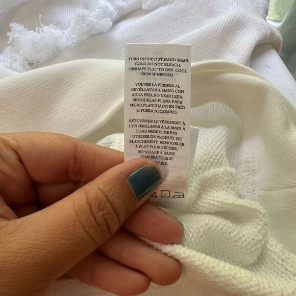 RAILS Kinsey Ruffled Fringed‎ Crewneck Sweatshirt in White size small cotton - Picture 8 of 9